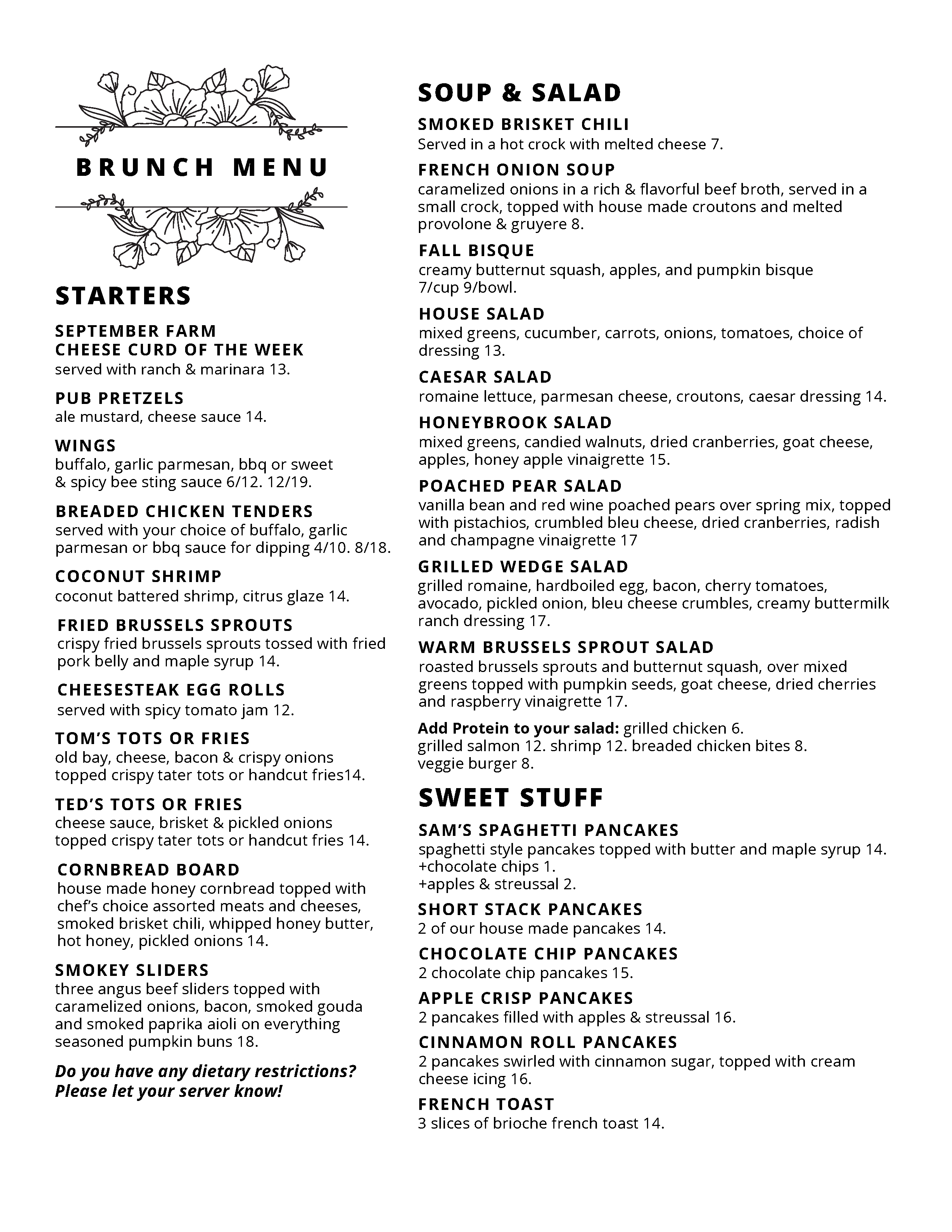 Jan 2022 Brunch Menu Page 1